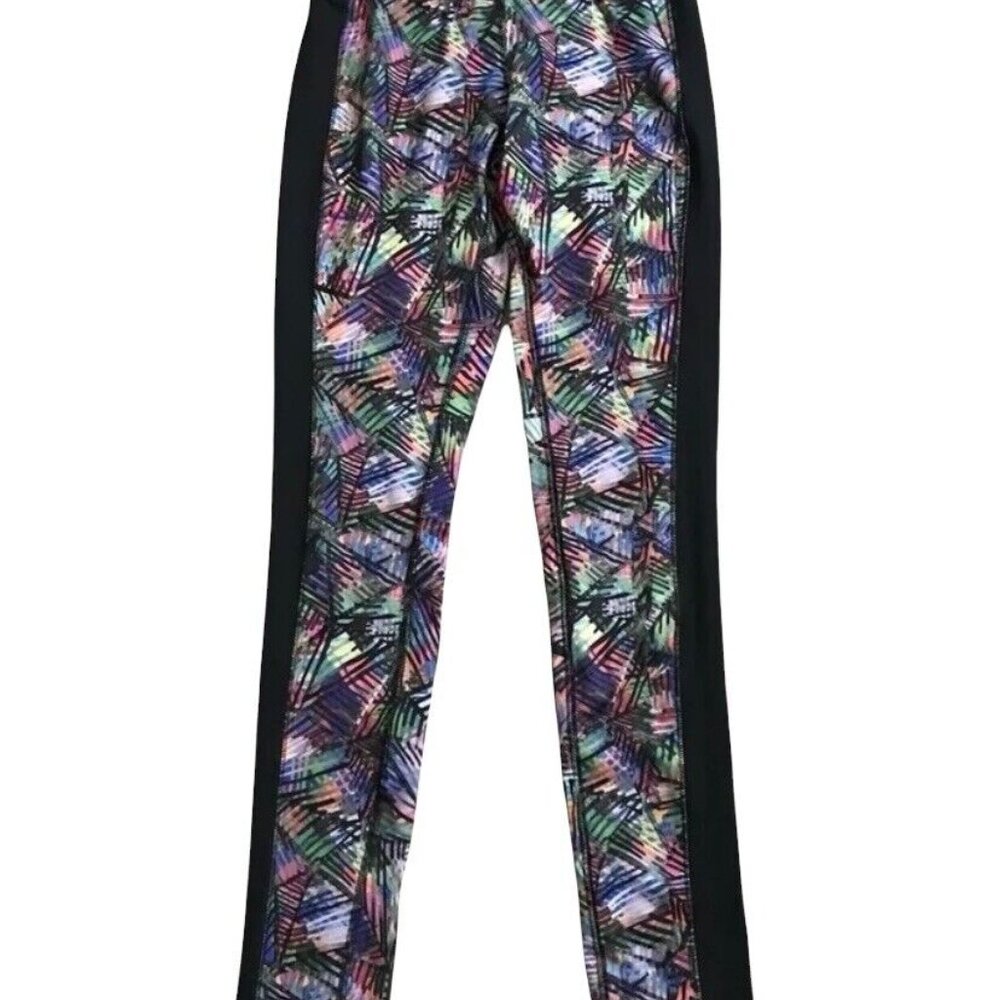 Mossimo Black Palm Leaf Print Legging Workout Multicolor Yoga Pant | SZ Large